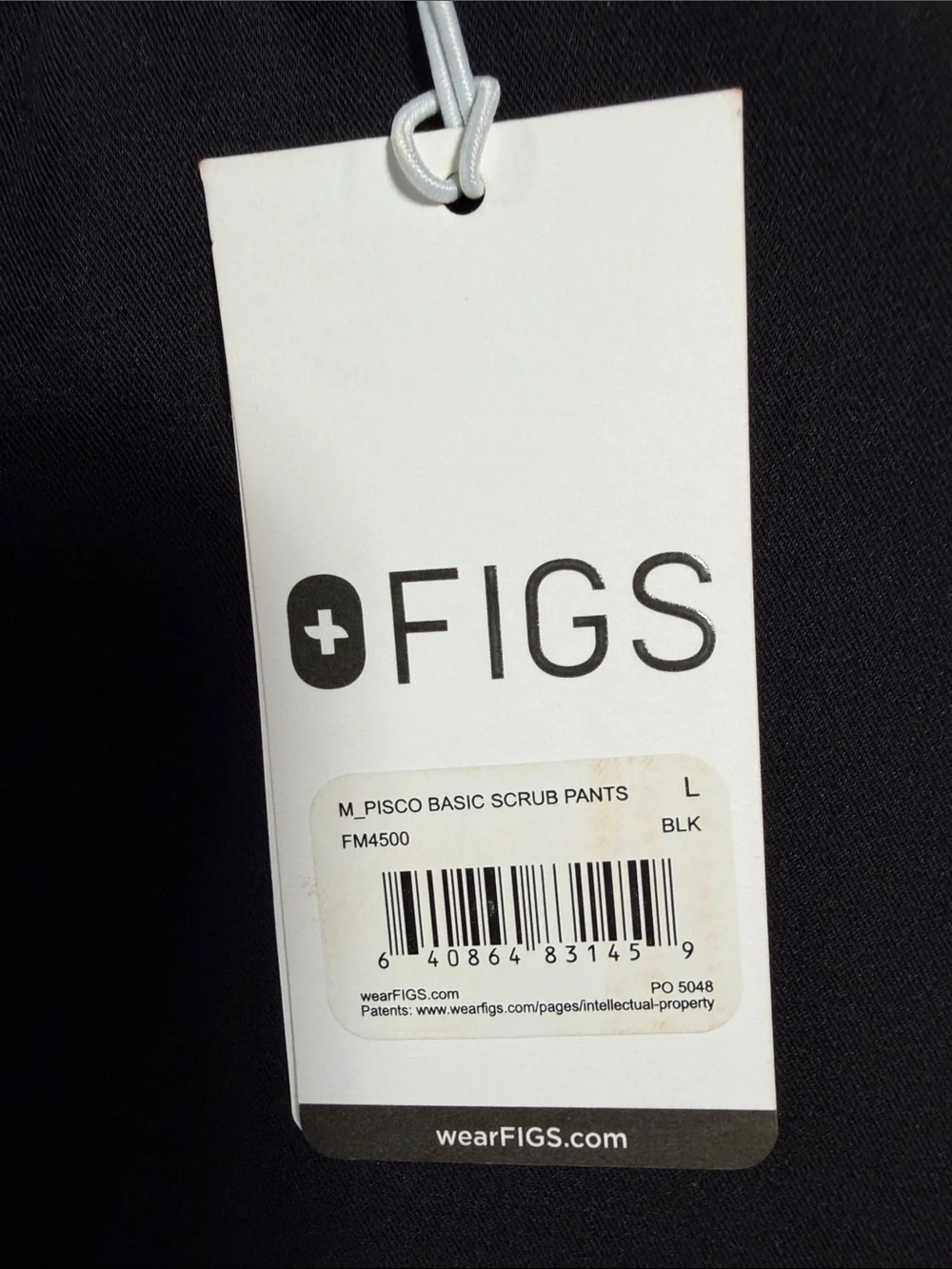 Figs Pisco Straight-Leg Black Scrub Men’s Pant Size Large NWT